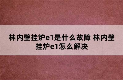 林内壁挂炉e1是什么故障 林内壁挂炉e1怎么解决